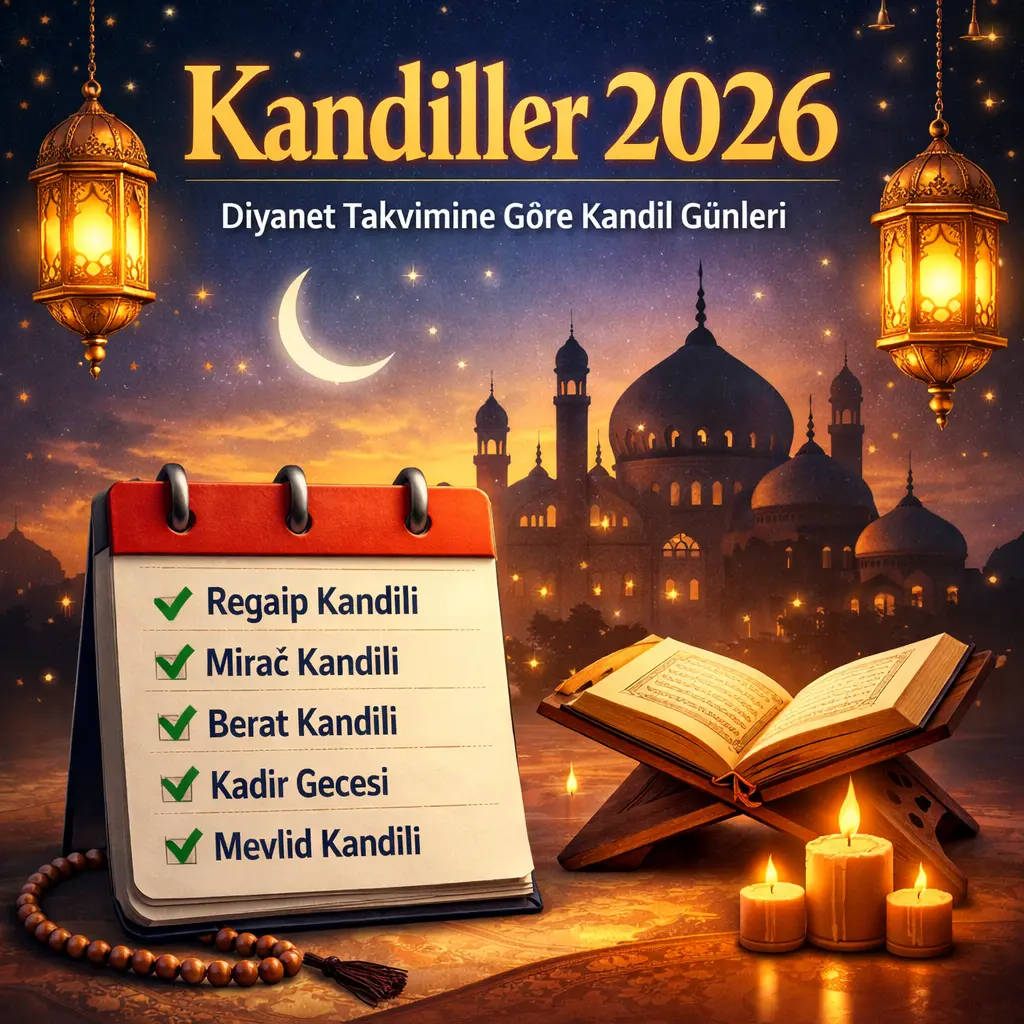 Kandiller 2026 Diyanet takvimine göre kandil günleri