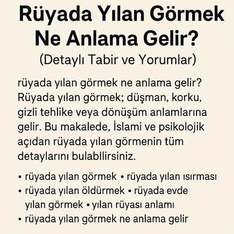 rüyada yılan görmek temalı mistik blog görseli, yılan sembolü ve rüya tabiri başlığıyla hazırlanmış Türkçe içerik görseli